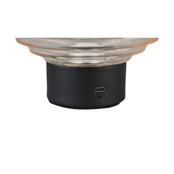 Veioză neagră/bej LED cu intensitate reglabilă cu abajur din sticlă (înălțime 14,5 cm) Earl – Reality-image-3