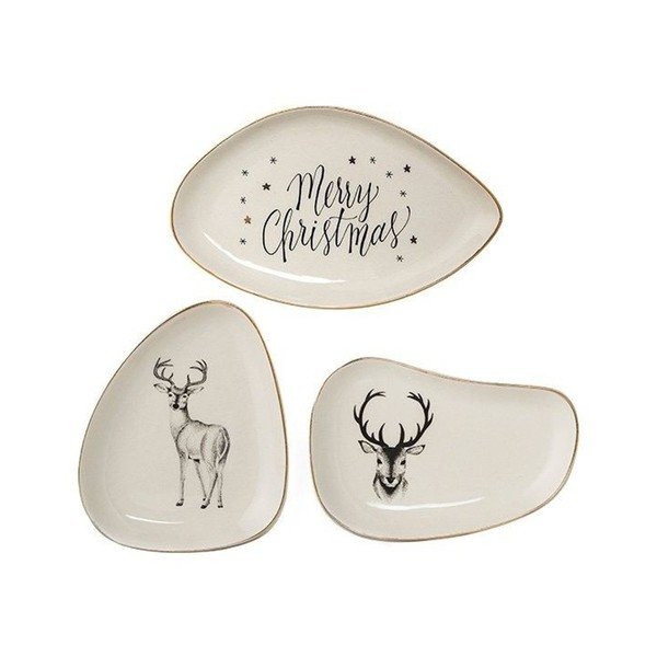 Set 3 platouri decorative din ceramică Bloomingville Noel