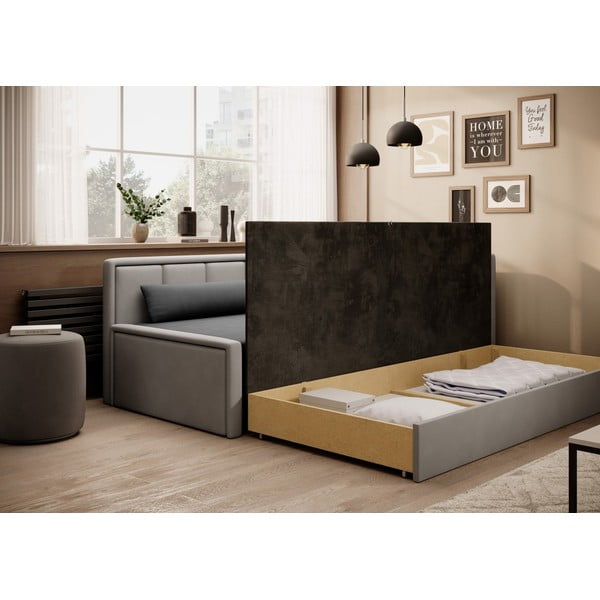 Canapea gri extensibilă/cu spațiu de depozitare cu tapițerie din chenille 214 cm Fulgeo – ELTAP-image-3
