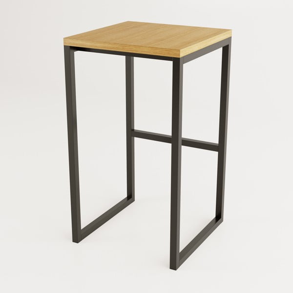 Scaun de bar negru/în culoare naturală cu aspect de lemn de stejar Frame – Woodman-image-2