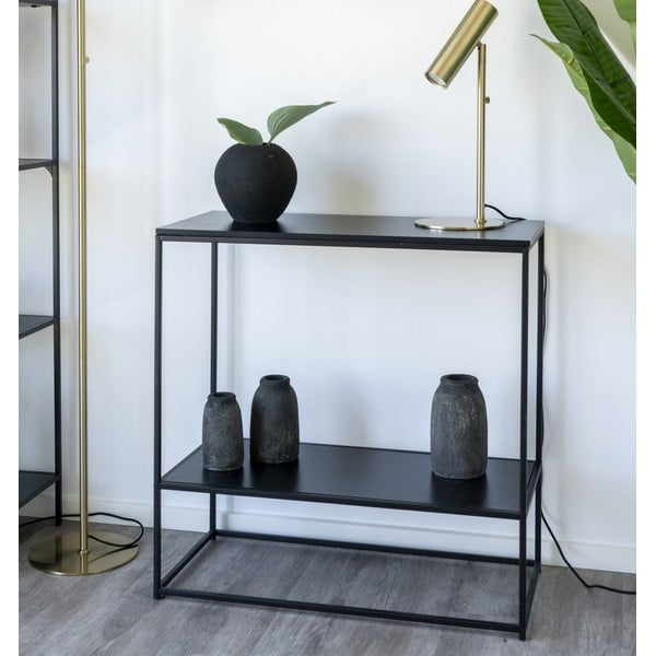 Masă consolă neagră cu blat negru 80x36 cm Vita – House Nordic-image-1
