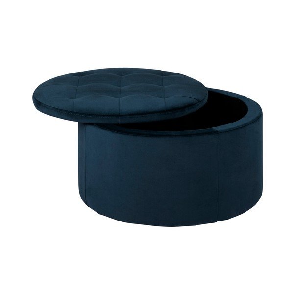 Puf cu husă din catifea Actona Retina, ⌀ 60 cm, albastru închis-image-2