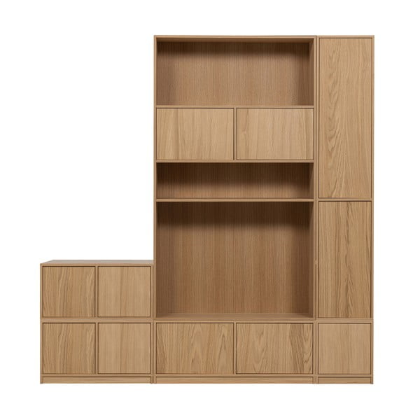 Bibliotecă modulară în culoare naturală cu aspect de lemn de stejar 227x243 cm Modulair – vtwonen