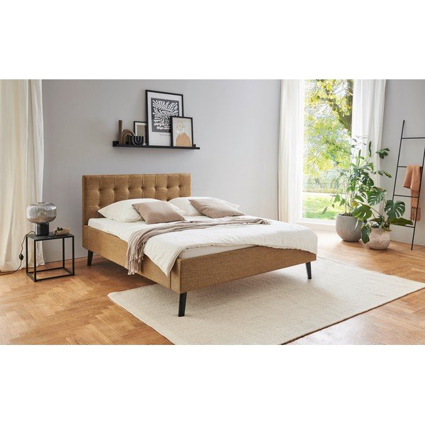 Pat matrimonial maro tapițat fără somieră 140x200 cm Empire – Meise Möbel-image-1