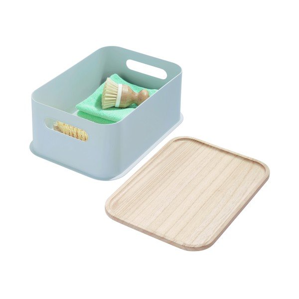Cutie depozitare cu capac din lemn paulownia iDesign Eco Handled, 21,3 x 30,2 cm, gri-image-3