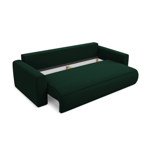 Canapea verde extensibilă/cu spațiu de depozitare cu tapițerie din catifea 238 cm Kapua – Makamii-image-4
