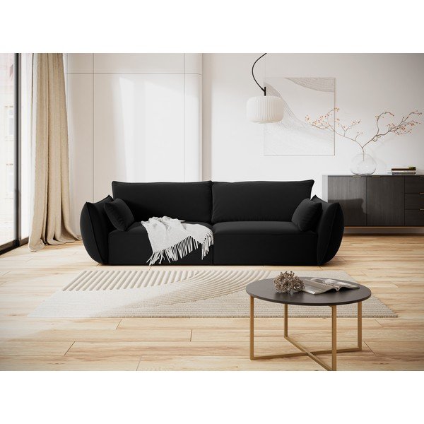 Canapea neagră cu tapițerie din catifea 208 cm Vanda – Mazzini Sofas-image-1