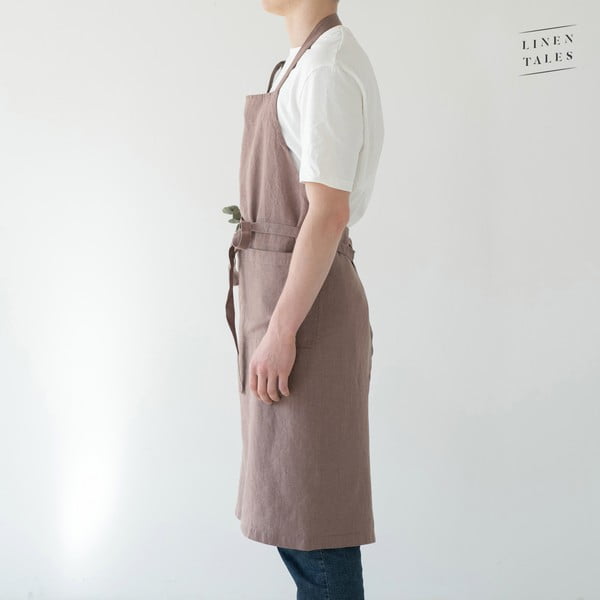 Șorț din in Linen Tales Chef, lungime 100 cm, mov șters-image-3