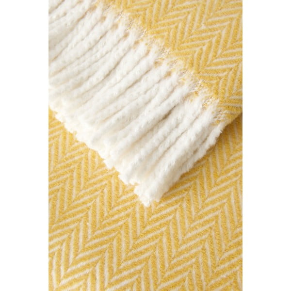 Pled din amestec de bumbac Euromant Skyline, 140 x 180 cm, galben-image-1