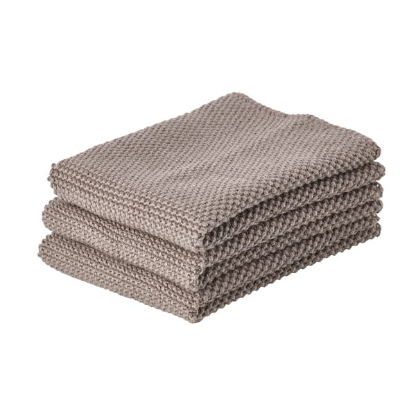 Set 3 prosoape bucătărie din bumbac Zone Natural, maro