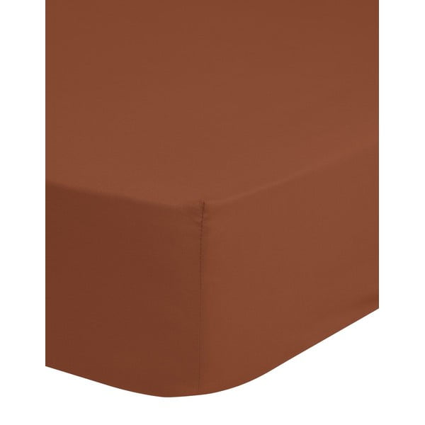 Cearșaf elastic din bumbac Good Morning, 140 x 200 cm, portocaliu închis-image-1