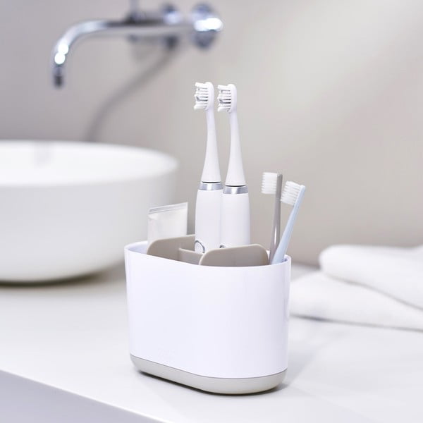Suport pentru periuța de dinți alb din plastic Duo – Joseph Joseph-image-4
