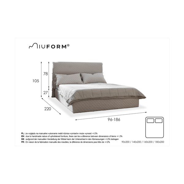 Pat bej de o persoană tapițat cu spațiu de depozitare și somieră 90x200 cm Sleepy Luna – Miuform-image-4