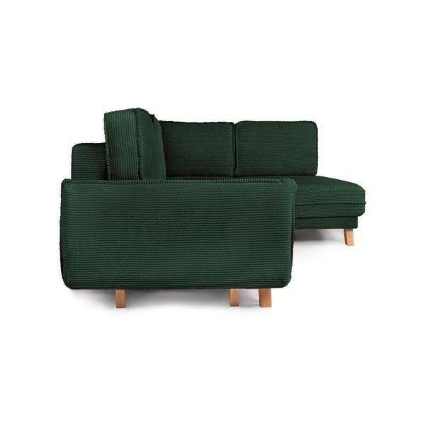 Colțar verde închis extensibil/cu spațiu de depozitare cu tapițerie din catifea reiată  (cu colț pe partea dreaptă/în formă de ”L”) Tori – Bonami Selection-image-4