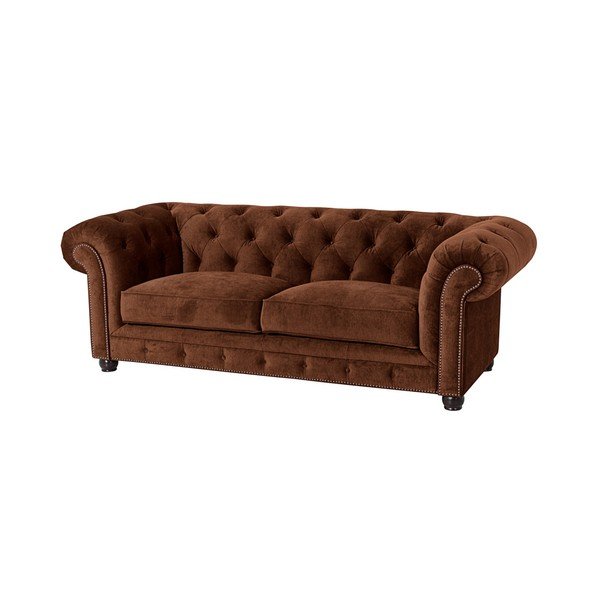 Canapea Max Winzer Orleans Velvet, 216 cm, maro-image-1