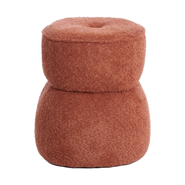 Taburet portocaliu cu tapițerie din stofă bouclé Leyla – Light & Living