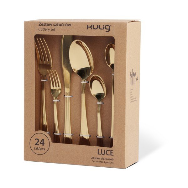 Tacâmuri aurii din oțel inoxidabil 24 buc. pentru 4 persoane Luce – Kulig-image-4