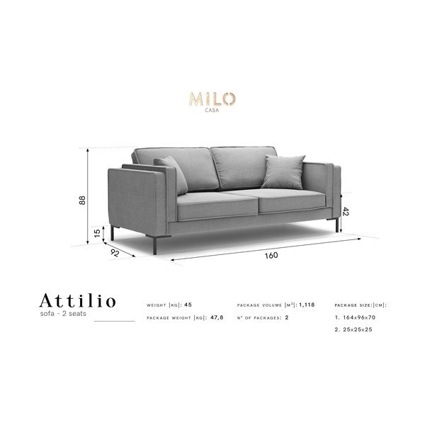 Canapea Milo Casa Attilio, 160 cm, galben-image-4