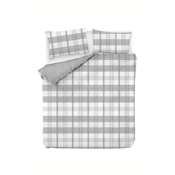 Lenjerie de pat alb-gri din bumbac pentru pat dublu-extinsă 200x220 cm MyHome – Mijolnir