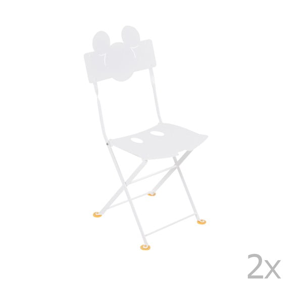 Set 2 scaune pliabile de grădină pentru copii Fermob Bistro Mickey Junior, alb