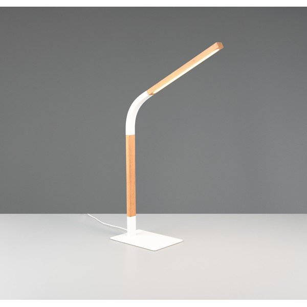 Veioză albă/în culoare naturală LED cu intensitate reglabilă cu abajur din lemn (înălțime 73,5 cm) Norris – Trio-image-2