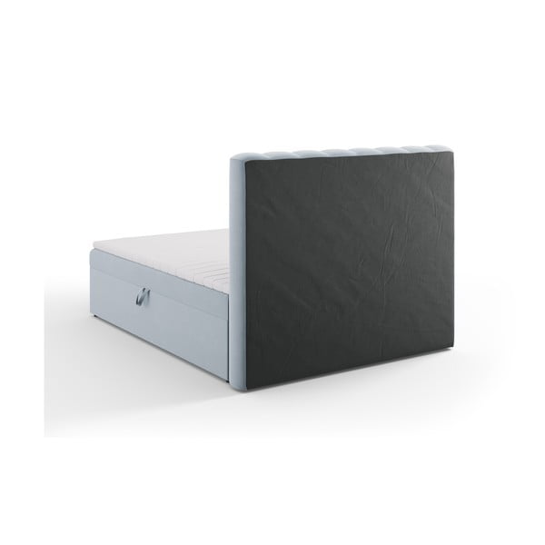 Pat boxspring albastru deschis cu spațiu de depozitare 160x200 cm Gina – Milo Casa-image-4