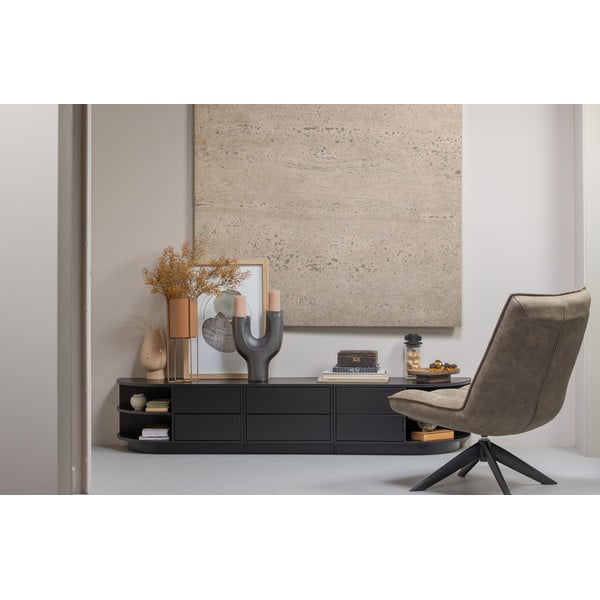 Masă TV modulară neagră din lemn masiv de pin 75x40 cm Finca – WOOOD-image-1