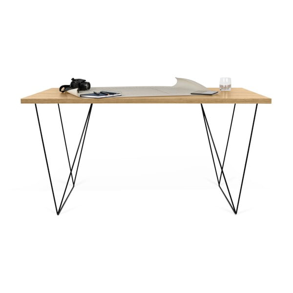 Birou TemaHome Flow, 140 x 75 cm, cu aspect de lemn-image-2