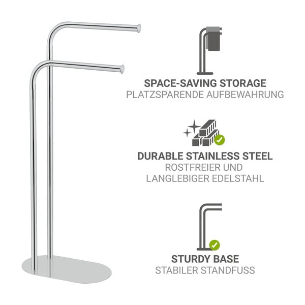 Suport pentru prosoape argintiu lucios din oțel inoxidabil Levante – Wenko-image-2