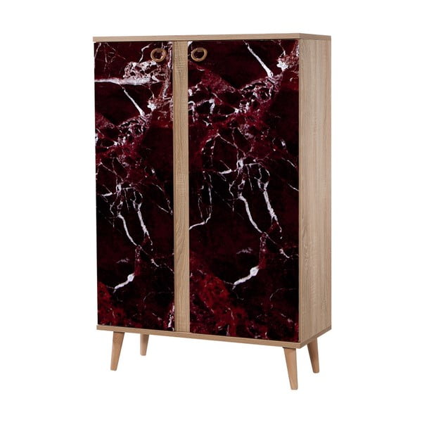 Comodă variabilă cu 2 uși Newbox Red Marble, 126 x 80 cm