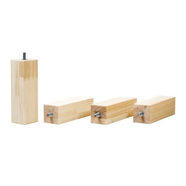 Set 4 extensii pentru picioare de lemn de pin pentru patul Benlemi, înălțime 20 cm, lăcuite