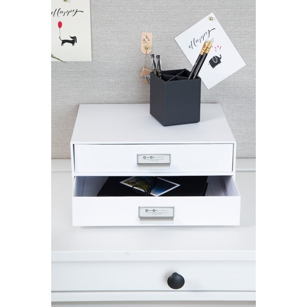 Organizator cu 2 sertare pentru documente Bigso Box of Sweden Birger, 33 x 22,5 cm, alb-image-1