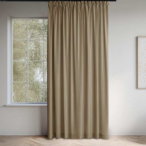 Draperie bej dimout (semi-opacă) din catifea 265x175 cm Velto – Filumi-image-1