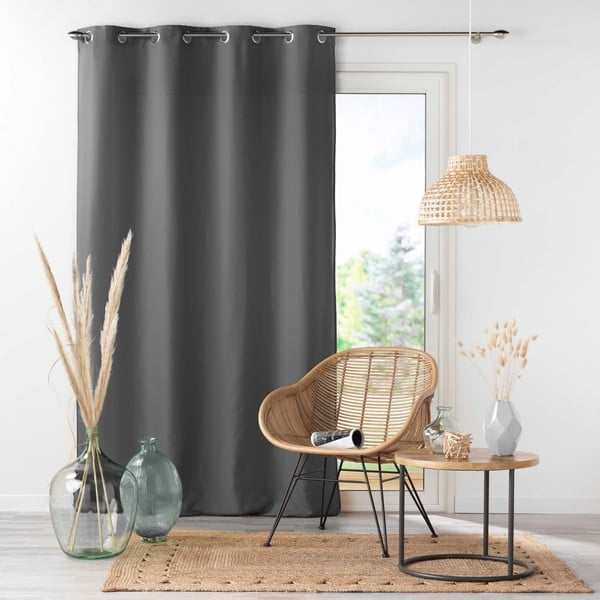 Draperie gri antracit din microfibră 140x280 cm Absolu – douceur d'intérieur-image-3
