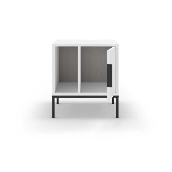 Noptieră albă cu rafturi Lani – Marckeric-image-3