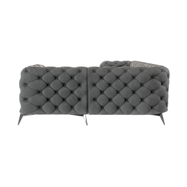 Colțar gri cu tapițerie din catifea (cu colț pe partea dreaptă/în formă de ”L”) Chelsea – Ropez-image-2