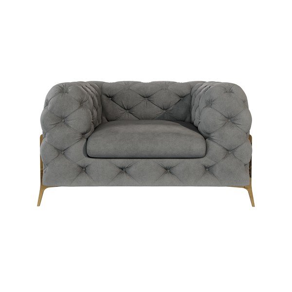 Fotoliu gri cu tapițerie din catifea Chelsea Bis – Ropez-image-2