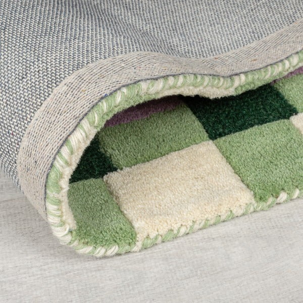 Covor verde/mov țesut manual din lână 200x290 cm Kai Wool Border – Flair Rugs-image-3