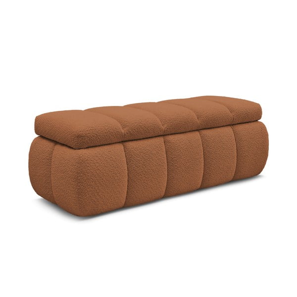 Bancă portocalie cu tapițerie din țesătură bouclé – Bobochic Paris-image-3