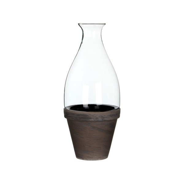 Mini-seră din sticlă cu ghiveci din ceramică Ego Dekor Garden, înălțime 32 cm