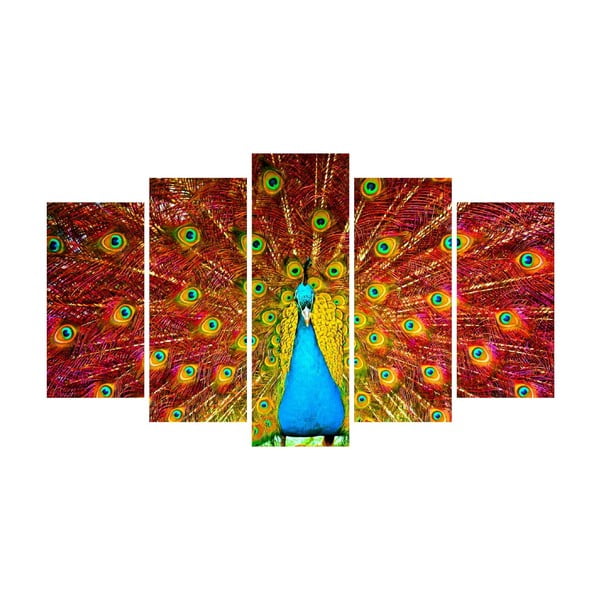 Tablou din mai multe piese pe pânză Peacock