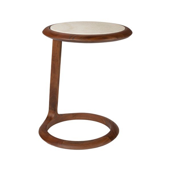 Măsuță auxiliară rotundă cu blat din piatră 41x45 cm Doppio – Zuiver