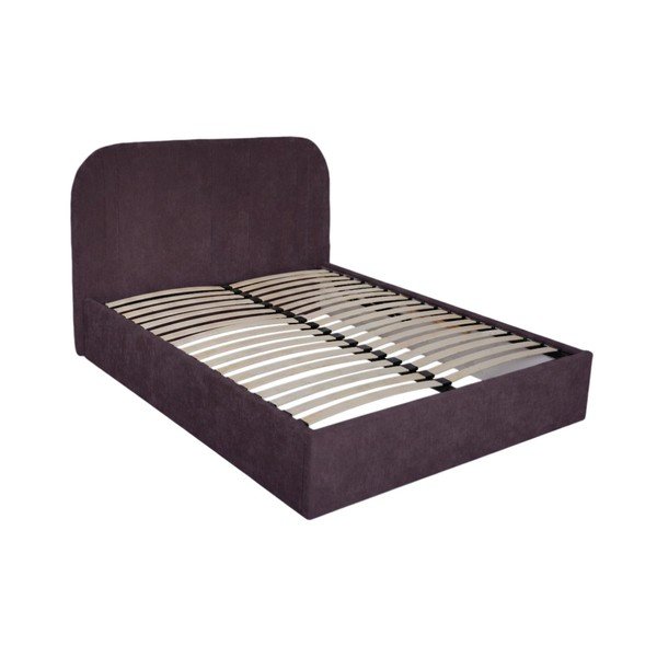 Pat matrimonial mov tapițat cu spațiu de depozitare cu somieră 160x200 cm Sidney – Bobochic Paris