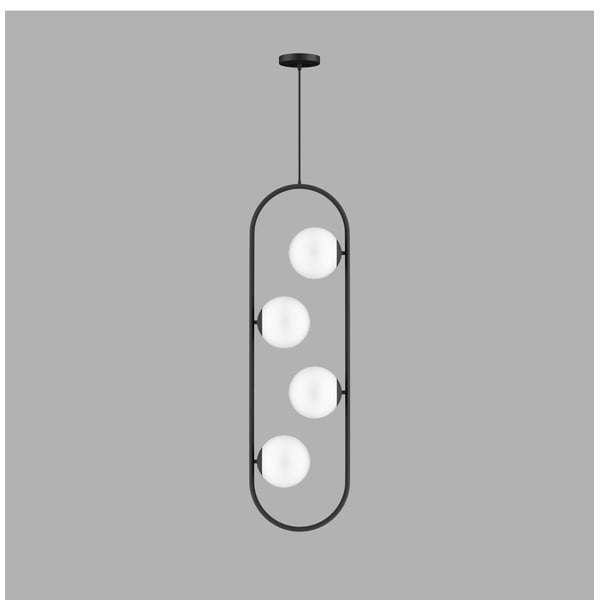 Lustră neagră cu abajur din sticlă Club – Squid Lighting-image-1