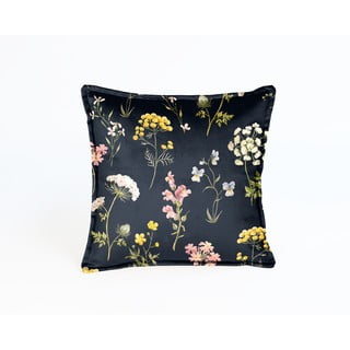 Pernă cu motive florale Velvet Atelier Flowers, 45 x 45 cm, albastru închis