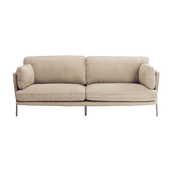 Canapea bej cu tapițerie din catifea reiată  221 cm Shirly – Kare Design
