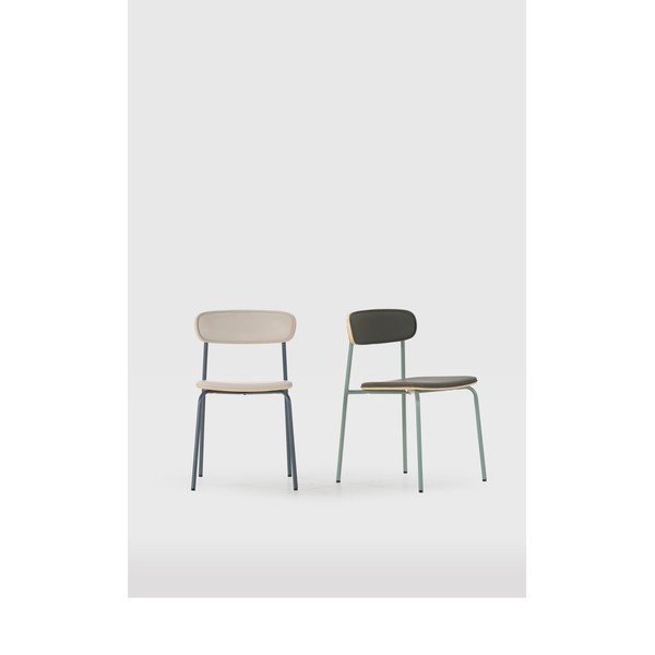 Scaune de dining bej stivuibile 2 buc. tapițate Saula – Marckeric-image-1