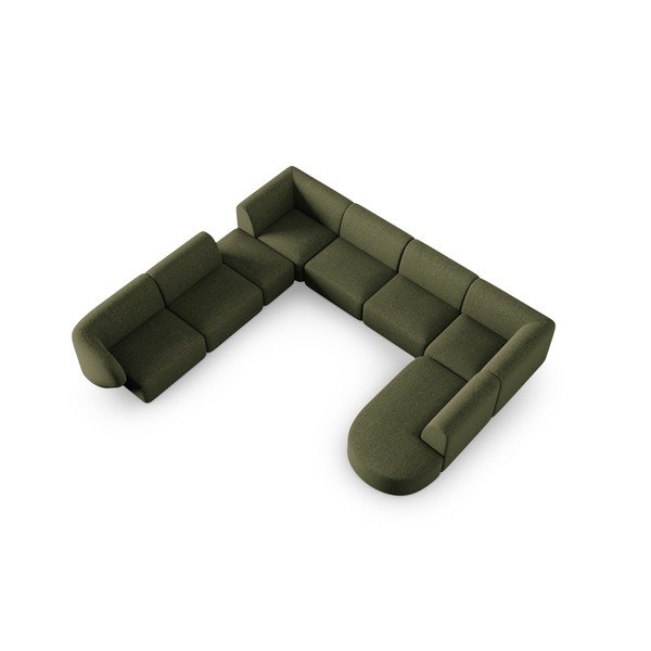 Colțar verde cu tapițerie din chenille (cu colț pe partea stângă, în formă de "U") Paolo – Milo Casa-image-1