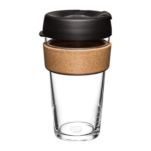 Cană de voiaj neagră/maro 454 ml Brew Cork Black L – KeepCup