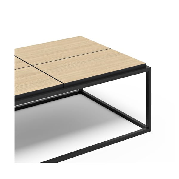 Măsuță de cafea negru-natural  cu blat cu aspect de lemn de stejar 75x120 cm Douro – TemaHome-image-4